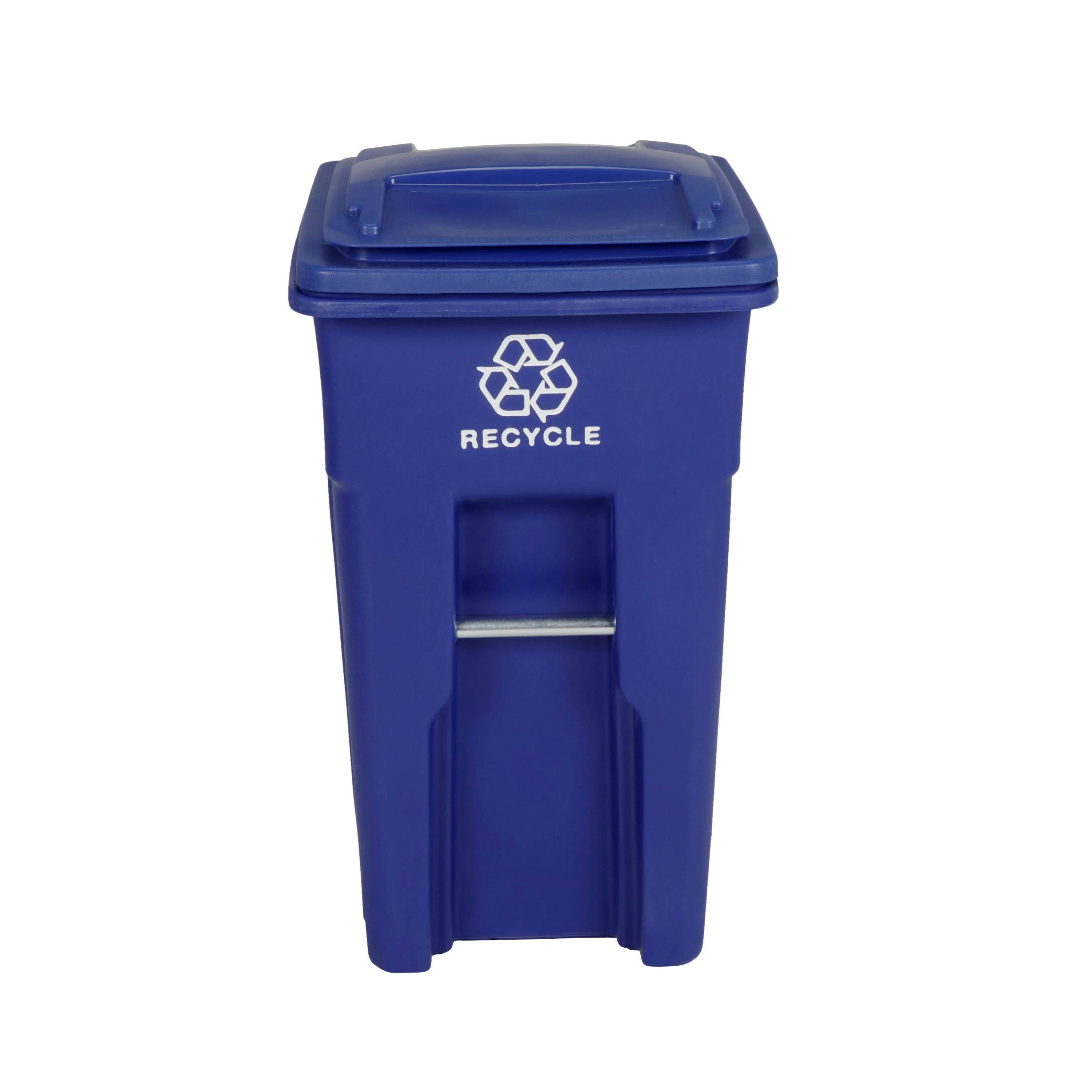 Toter® 64 Gal. Blue Trash Can with Quiet Wheels and Attached Blue Lid