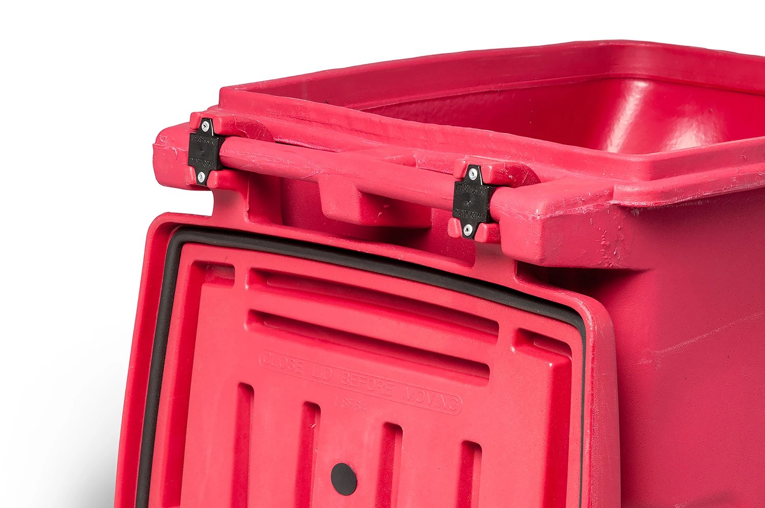 Toter® 64 Gal. Red Hazardous Waste Trash Can with Wheels and Lid Lock