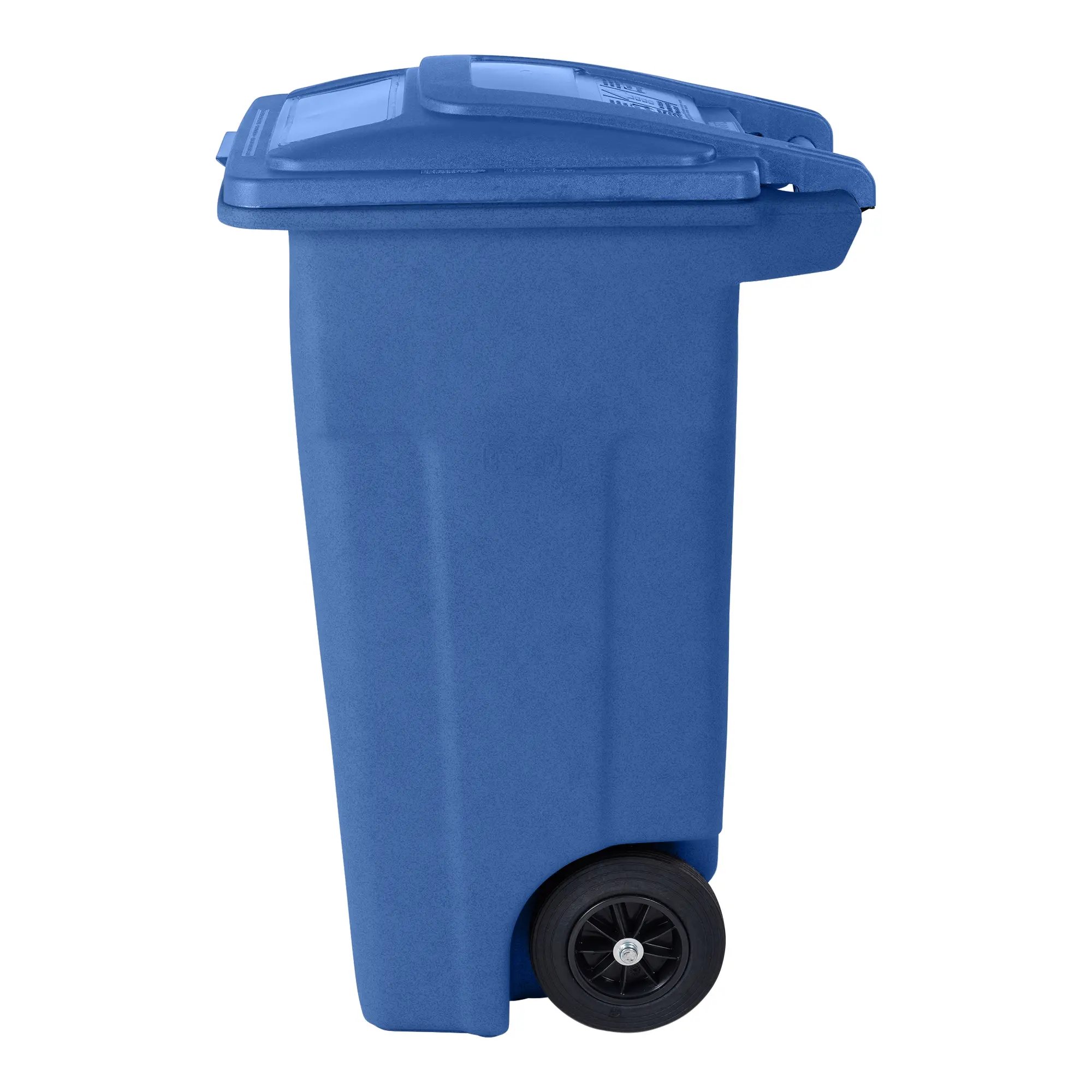 Toter® 32 Gal. Blue Trash Can with Quiet Wheels and Attached Blue Lid