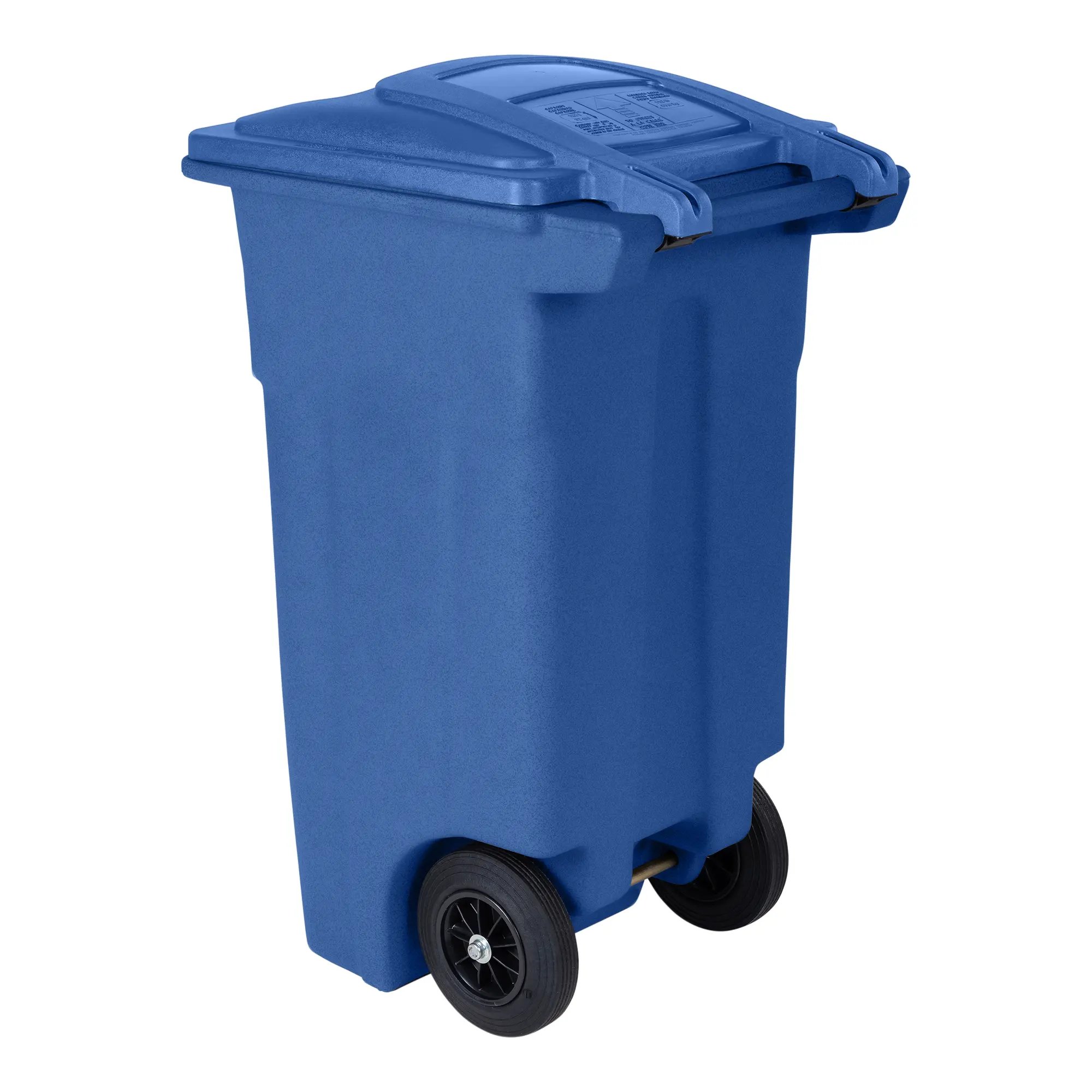 Toter® 32 Gal. Blue Trash Can with Quiet Wheels and Attached Blue Lid