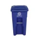 Toter® 64 Gal. Blue Trash Can with Quiet Wheels and Attached Blue Lid slider navigation image