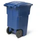 Toter® 64 Gal. Blue Trash Can with Quiet Wheels and Attached Blue Lid slider navigation image