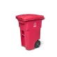 Toter® 64 Gal. Red Hazardous Waste Trash Can with Wheels and Lid Lock slider navigation image