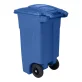 Toter® 32 Gal. Blue Trash Can with Quiet Wheels and Attached Blue Lid slider navigation image